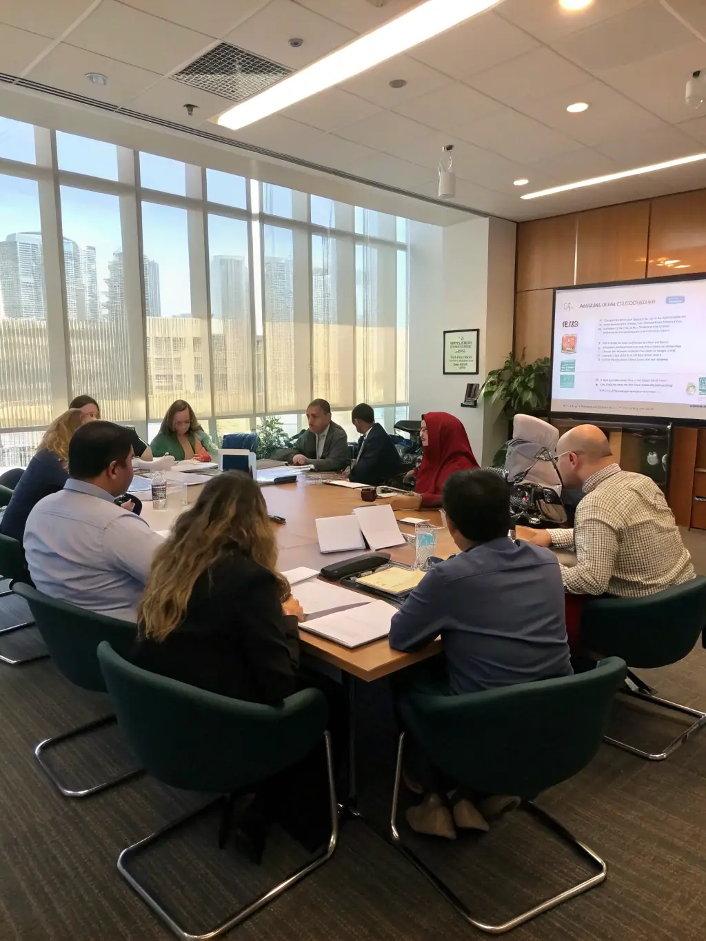 A photo of APSA representatives meeting with local government officials to discuss funding for library conservation projects, highlighting advocacy efforts.