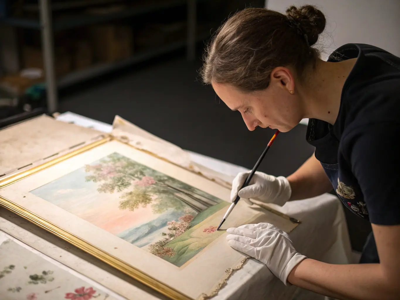 An image of a conservator carefully restoring an old book in a well-equipped conservation lab, showcasing the dedication to preserving cultural heritage.
